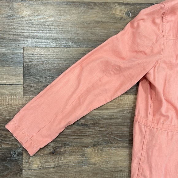 LL Bean Linen Utility Jacket Pink/Salmon Size Med Regular. Packable hood - Picture 14 of 16